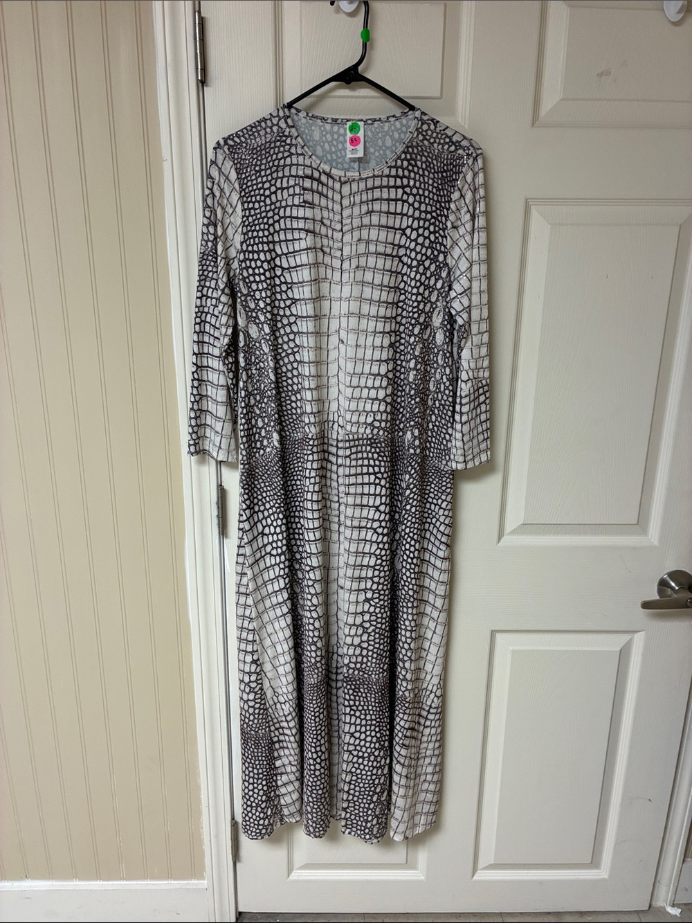 Neutral Croc-Print Midi Dress - Women's